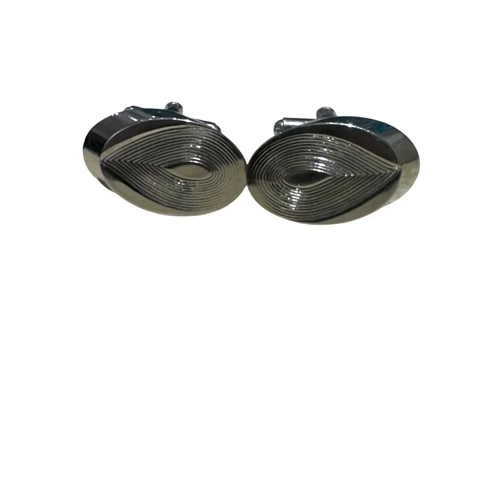 Vintage Large Silver Oval Cuff Links